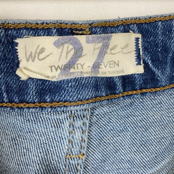 Free People High Waisted Slim Straight Leg Distressed Denim Jeans - Picture 7 of 12